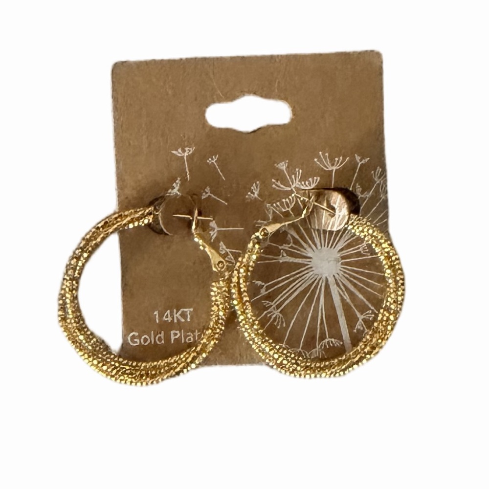 14KT Gold Plated Textured Hoop Earrings | Classic Everyday Hoops